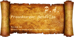 Pressburger Aglája névjegykártya